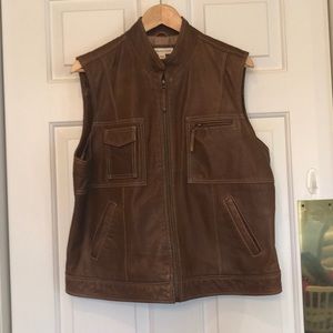 Brown leather vest